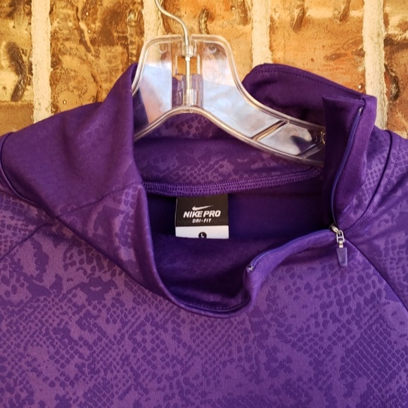 Nike Pro Dri Fit Purple Mock Turtleneck Large - Picture 4 of 8